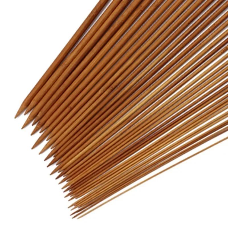 36PCS 18 Size Carbonized Bamboo Crochet Single Pointed Knitting Needles Sweater Needle with A Full Set of Beads