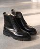 FIRENZE ATELIER [Vibram] Y-Tip Line Hidden Zipper Lace-Up Boots 7600 [Black Box]