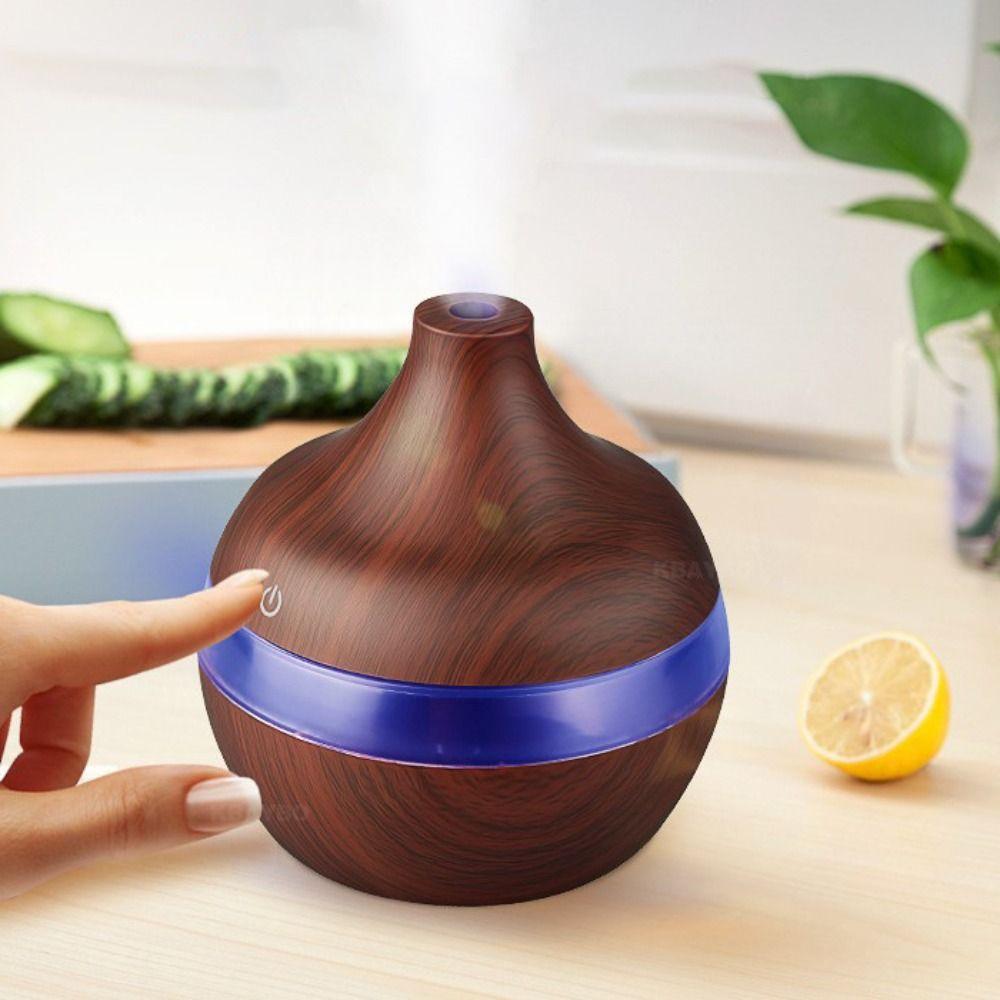 Colorful LED Light Aroma Oil Diffuser Wood Grain Aromatherapy Machine Air Humidifier Desktop