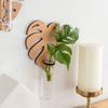 2pcs Wall Hanging Plant Propagation Station Wooden Leaf Plant Terrarium for Hydroponics Home Office Decor Test Tube Propagate Air Plant Cutting Holder