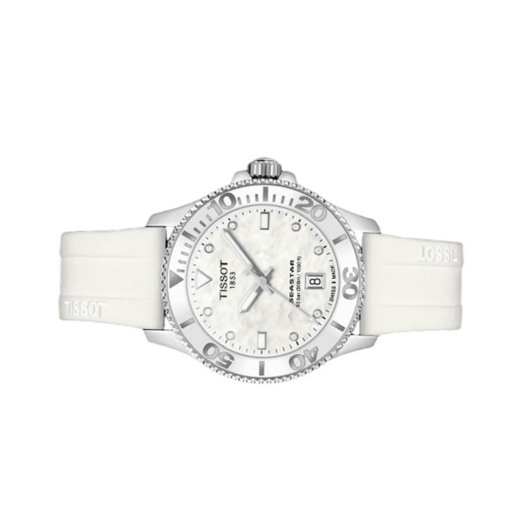 Tissot Коллекция Звезда Моря Кварцевый Механизм Водонепроницаемость 300 метров Женские Часы Белый Циферблат T120.210.17.116.00
