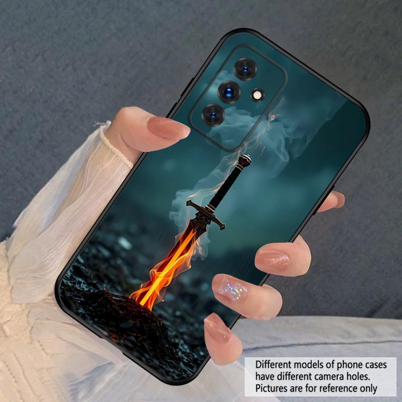 Меч с огнем Для Samsung S20FE S 21 22 23 FE 24 Plus 25 Ultra Galaxy M23 32 34 35 52 53 54 55 5G силиконовый мягкий чехол для телефона