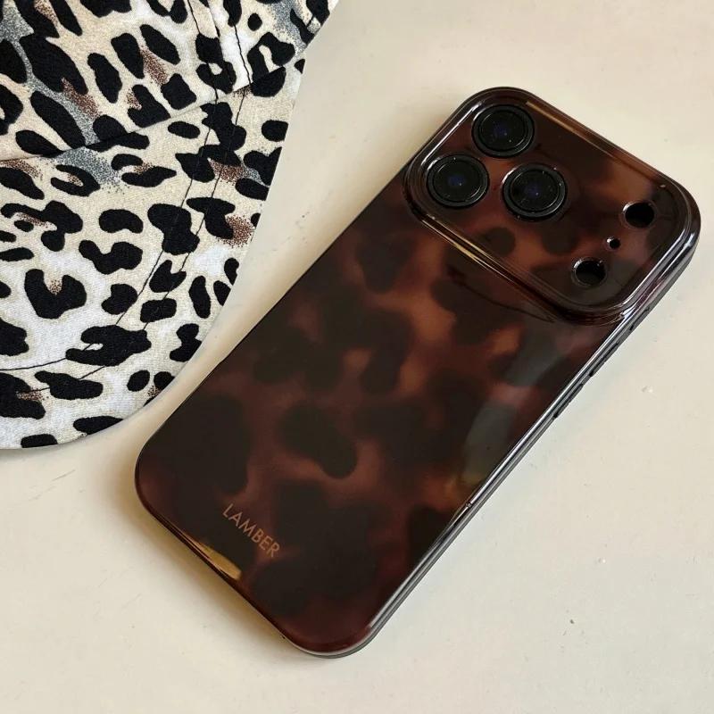 Янтарный ретро-коричневый IMD противоударный чехол для телефона для iPhone 17 16 15 14 12 11 13 Pro Max Plus Air Защитная задняя крышка
