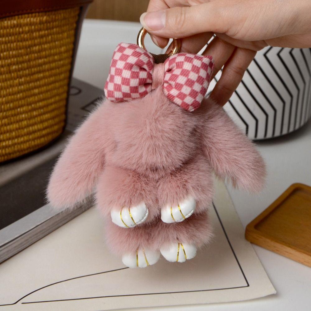 Lovely Play Dead Rabbit Doll Fashion Rabbit Fur Keychain Pluff Bunny Keychain  Girlfriend