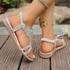 Fashion New Crystal Wedge Gladiator Sandals Women Summer Elastic Band Open Toe Sandals Plus Size Casual Beach Shoes for Woman