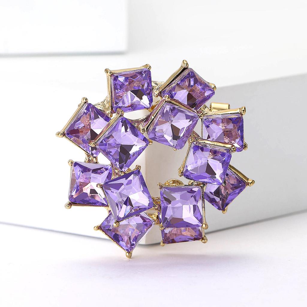 Simple Retro Rhinestone Double Ring Brooch Brooch Creative Personality Women'S Clothing Corsage Jewelry Pin