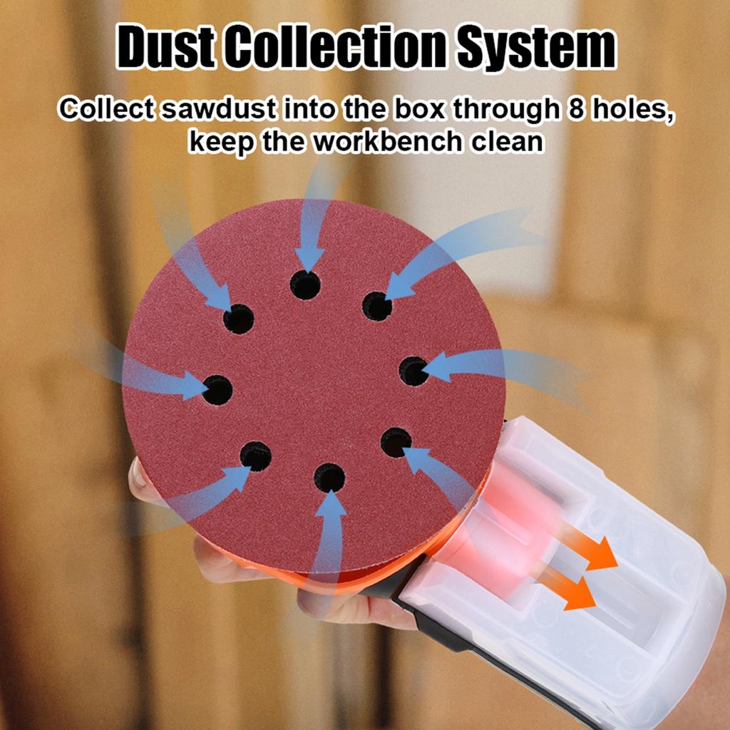 350 Вт Круглая эксцентриковая шлифмашина Электрическая шлифмашина для дерева Полировальная машина с 20 шт. 125 мм наждачной бумаги Пылесборник
