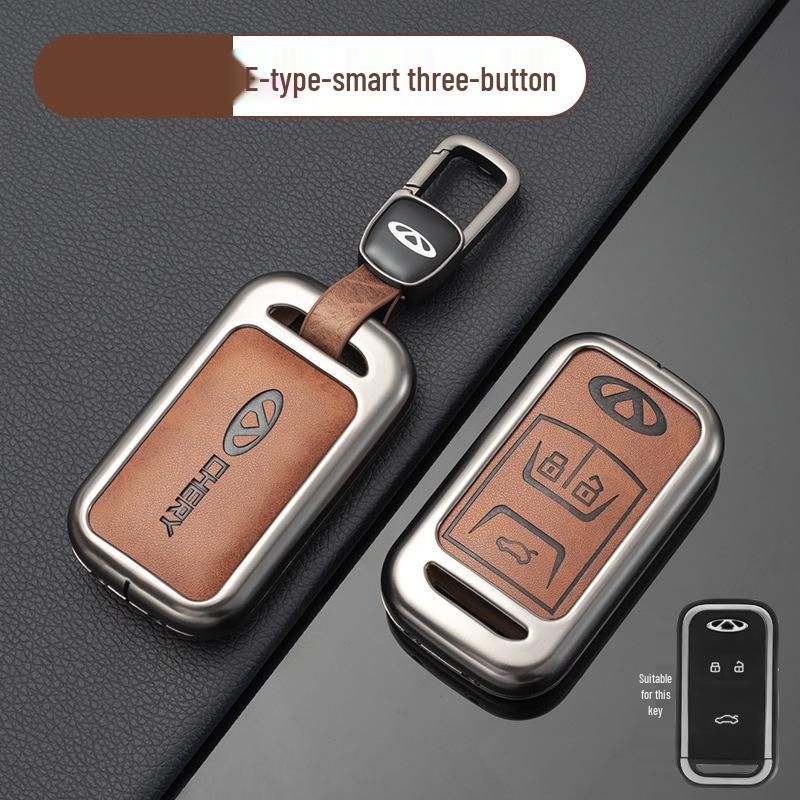 Чехол для ключа автомобиля Chery: Подходит для Tiggo, EQ1, QQ Ice Cream, Arrizo E - Маленький, Прочный металлический корпус с подвесной пряжкой