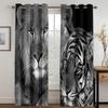 3D Digital Print Cheap Custom Animal Lion Tiger Two Thin Window Curtains for Living Room Bedroom Decor 2 Pieces
