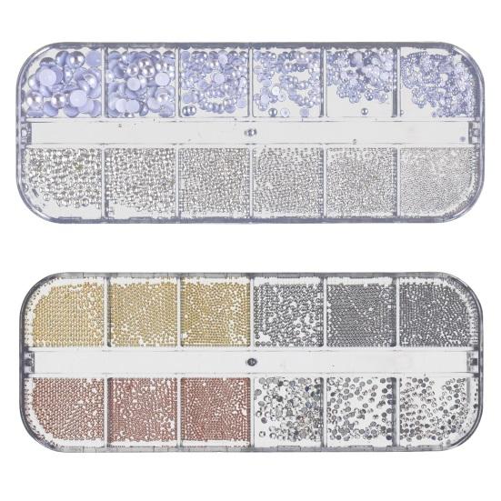 1 коробка, 12 сеток, набор бусин для дизайна ногтей с искусственным жемчугом, набор для украшения ногтей «сделай сам», Ins Style, для потрясающего дизайна