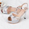 Women Sandals Summer Shoes Woman Dress Bling Weddging Silver High Heels Pumps Ladies  Zapatos Mujer 7217