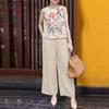 Women Sleeveless Prnt Tank Tops and Pants Summer Two Piece Suit Sets
