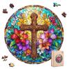 Leodozzio 200-Piece Jigsaw Puzzle, 5mm Thick, Wooden Puzzle with Clear Sheet, Shining Cross (28.4 X 28.4cm), Christmas Decoration, Cute Shaped