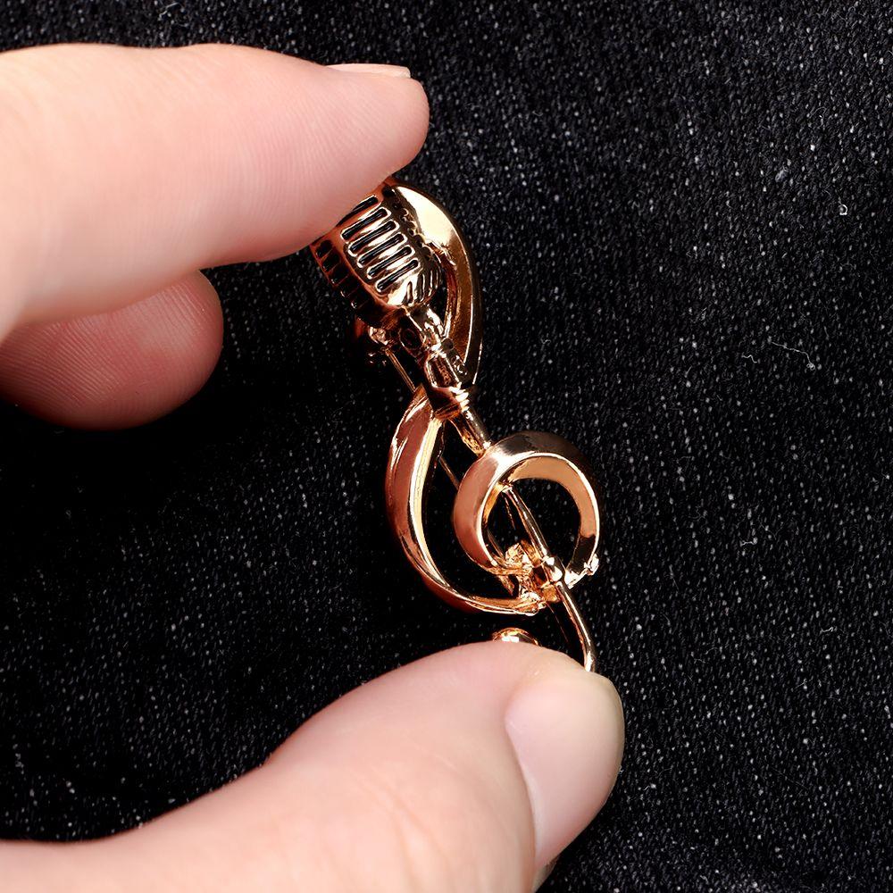 Значок Мода DIY Украшение Рюкзак Воротниковые значки Золото Винтаж Микрофон Нота Брошь Значки