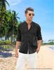Men's Casual Cotton Linen Stand Collar Shirt - European & American Style for Summer Beach Vacation 2026