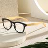 3341 Wood Grain Anti-Blue Light Glasses, Men's & Women's Stylish Japanese-Korean Square Frame, High-Definition Readers.