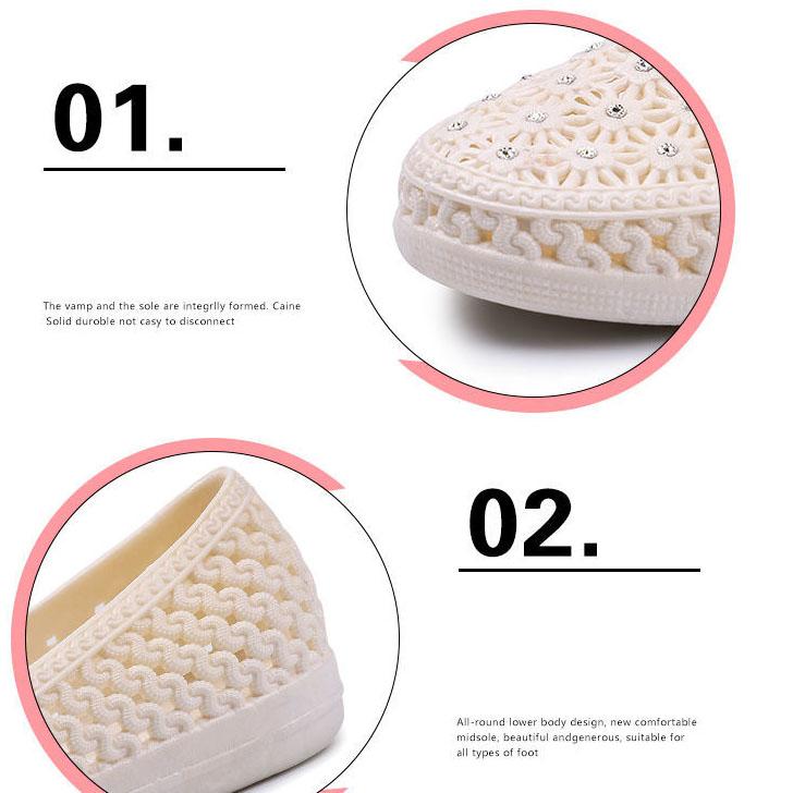 Женские однотонные нескользящие водонепроницаемые дышащие туфли без шнуровки, женские весенне-летние туфли большого размера на плоской подошве с полыми отверстиями