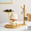 Creative Interior Decor Lucky Cat Tray Home Decor Accessories Room Desktop Candy Snack Storage Tray Resin Animal Statue Gift