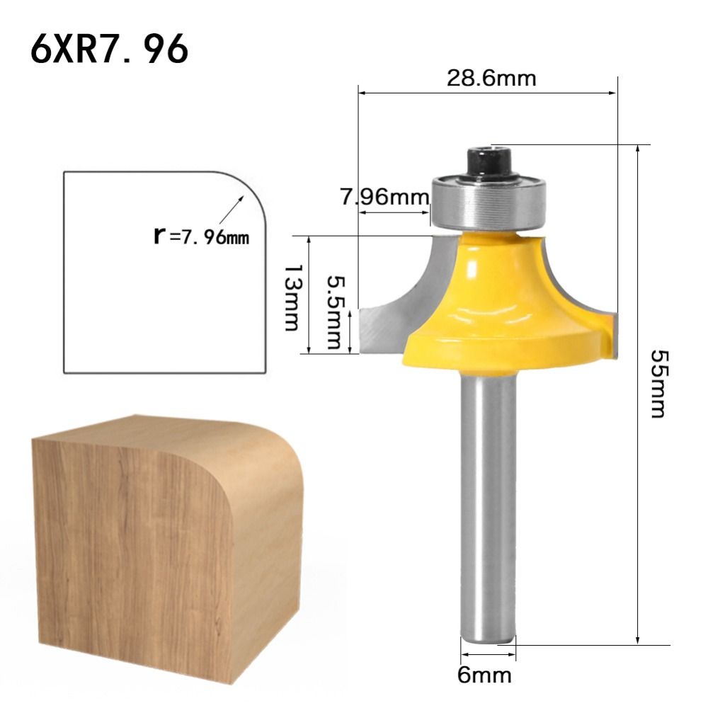 Carbide Corner Round Over Router Bit with Bearing Wood Carving Drill Bit  Woodworking Tools