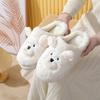 Женские пушистые тапочки с рисунком медведя из мультфильма, зимние теплые тапочки из искусственного меха для спальни, нескользящие плюшевые тапочки, обувь для пар с животными
