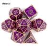 7 Pcs Purple Dragon Metal Dice Solid Metal Polyhedral Dice Set Suitable for Role-Playing RPG Board Game Card Game