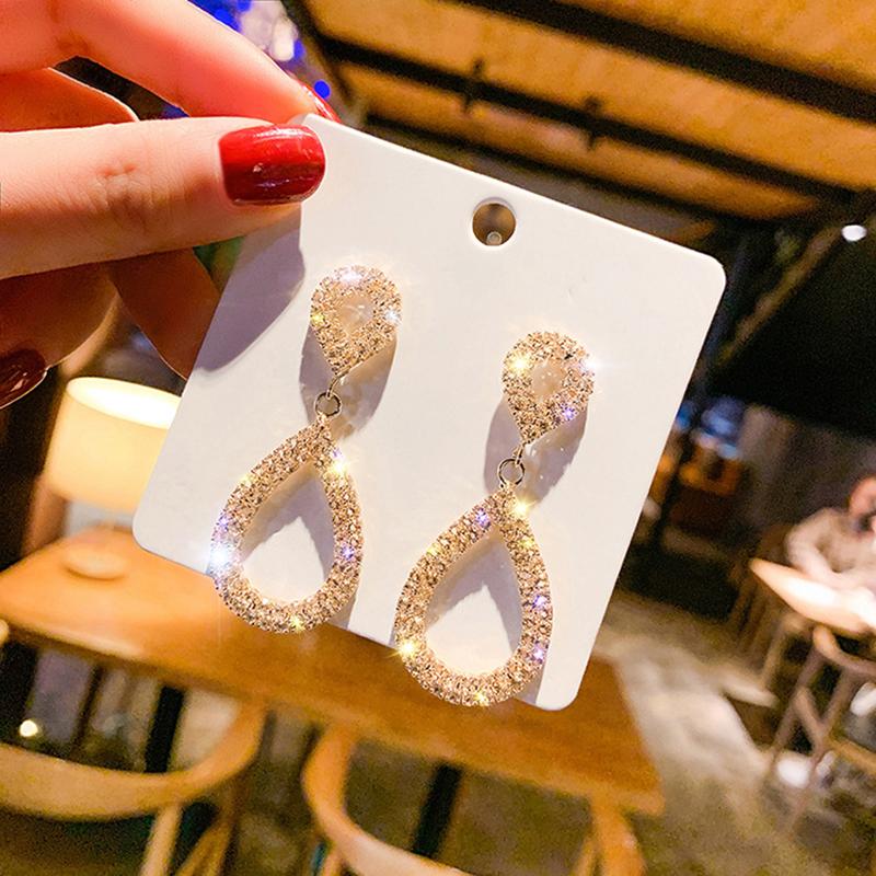 Cute Female Big Water Drop Earrings Fashion  Color Gold Wedding Earrings Jewelry Vintage Long Dangle Earrings For Women