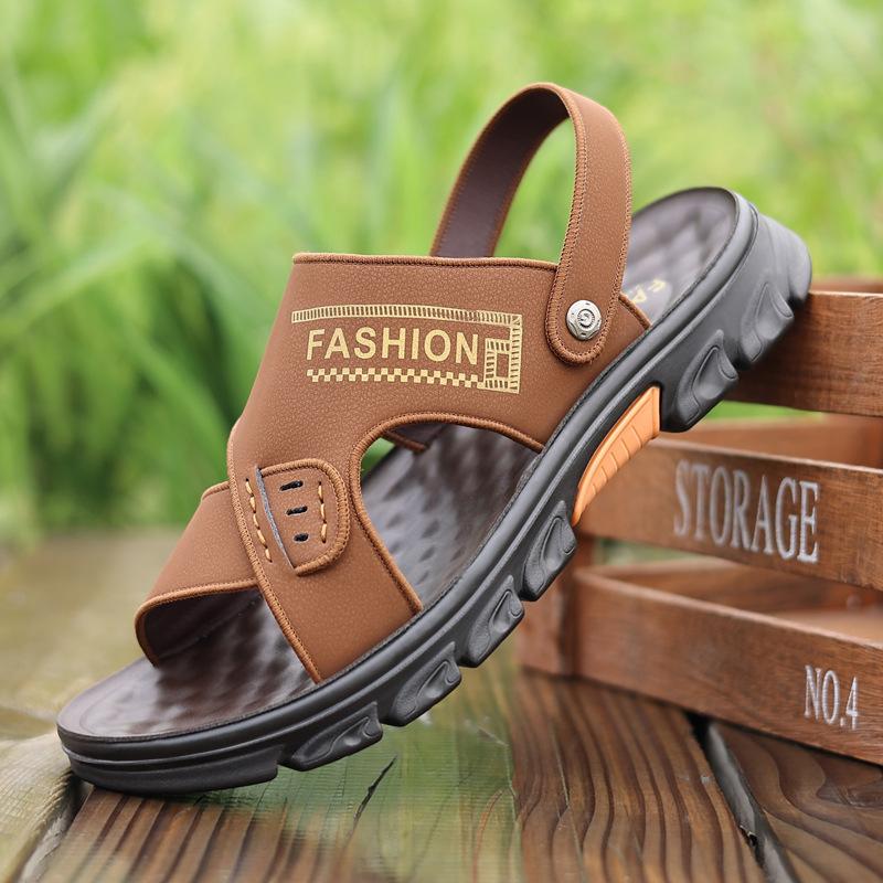 Дышащие мужские сандалии Летняя мода Мужская обувь из натуральной кожи Противоскользящие шлепанцы с мягкой подошвой Удобная мягкая пляжная обувь