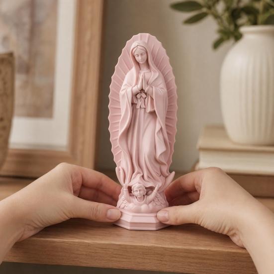 Virgin Mary Statue, Religious Resin Sculpture, Blessed Holy Mother Figurine for Catholic Home Desk Decor