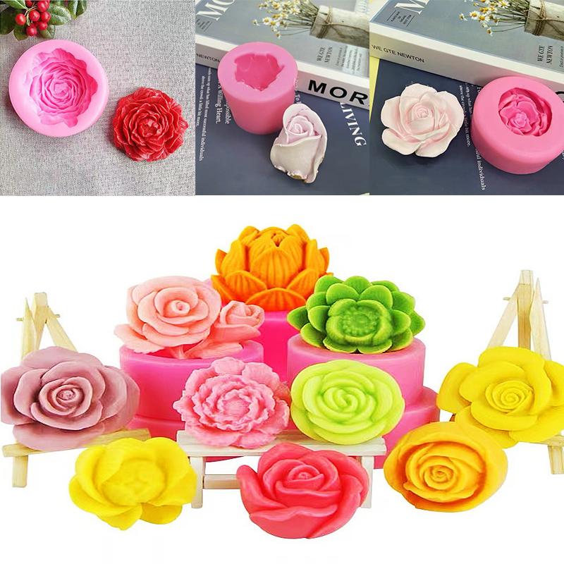 3D силиконовые формы, формы для роз, ароматерапия, гипсовые изделия, глиняная форма для свечей, пион, гипс, инструмент для выпечки своими руками