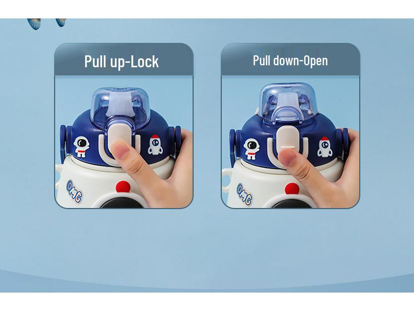 Изолированная бутылка для воды «Астронавт» для детей - Нержавеющая сталь 316, Большая вместимость с соломинкой