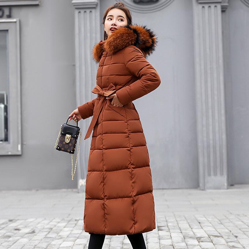 Down Padded Jacket Women's Long Parkas Winter Clothing Korean Slim Over-the-knee Thickened Down Jacket Cotton Jacket