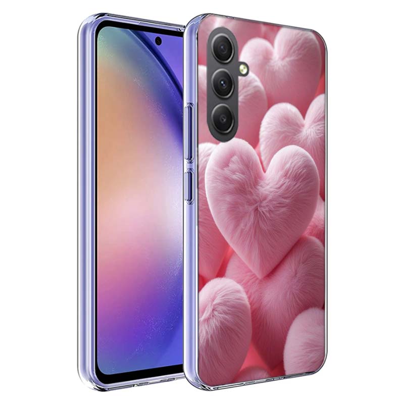 Пушистый чехол-сердечко для телефона Samsung A17 A37 A57 A07 A16 A26 A36 A56 A06 A02S A12 A22 A32 A52S A04S A14 A24 A34 A54 A03 A13 A33 A5
