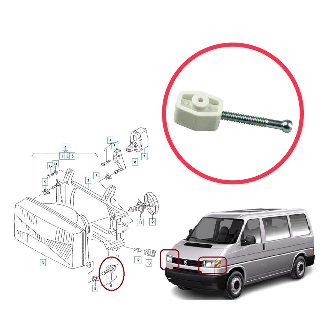 VW Transporter T4 Caravelle 1990-2004 701941141A İçin Far Ayar Klips Vida Braketi