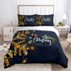 Christmas Duvet Cover Set Gold Snow Flower Merry Christmas Celebrate Comforter Cover King For Kid Boy Girl Polyester Bedding Set