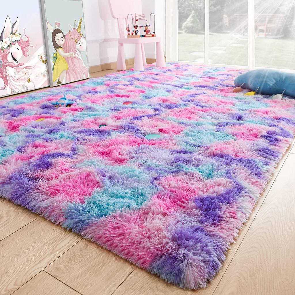 Soft & Fluffy Tie-Dye Carpet for Bedroom, Kids' Room, Dorm, and Classroom