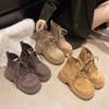 Women's Fall New Fashion Versatile Vintage Non-Slip Lace-Up Heightened Commuter Booties