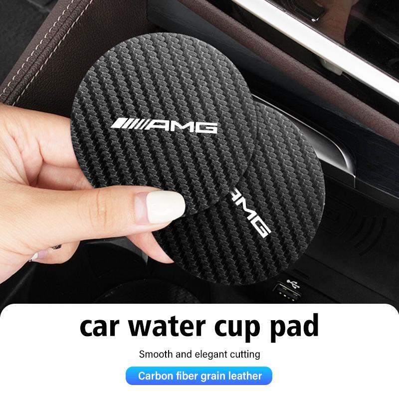 BLZ3 2pcs Car Coaster Water Cup Holder Anti-Slip Pads Accessories For Mercedes Benz AMG W204 W205 W203 W211 W201 W210 W108 W124 W126