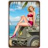 Military PinUp Girl Vintage Metal Tin Signs Sexy Army Lady Hot Woman Funny Wall Decor For Home Bar Pub Garage Coffee Man Cave