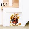 Easy Peel And Stick Murals Mouse Wall Stickers, Waterproof PVC Autumn Retro Fairy Tale Decals, Removable Sunflower Maple Leaf Window Clings Decals for