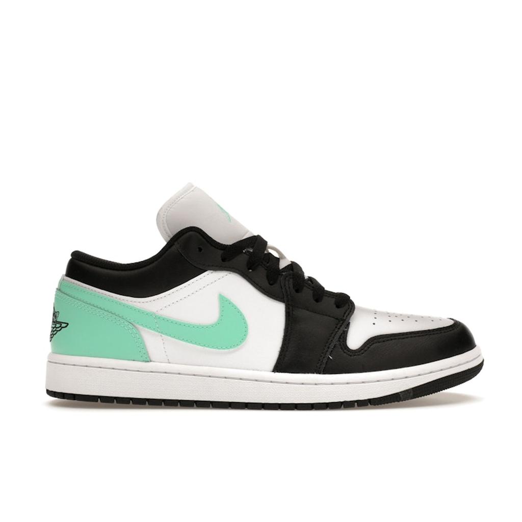 Мужские кроссовки Air Jordan 1 Low Green Glow Белый Черный 553558-131