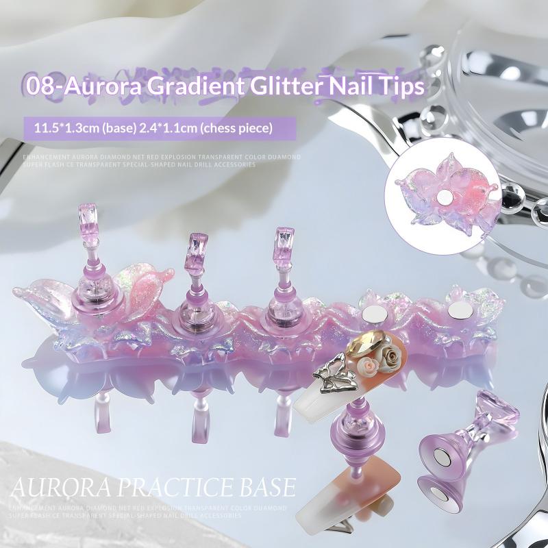 Aurora Flowers Magnetic Nail Tip Display Stand For Manicure Press-On Nails Training Gel Nail Polish Nail Tip Display Tool