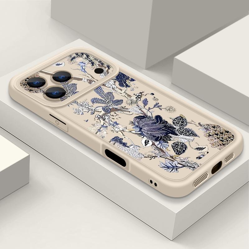Luxury Retro Dark Floral Pattern Case For iPhone 17 Pro Max Shockproof Bumper Soft Silicone Cover For iPhone 16 15 14 13 Pro 12 11 16E Air