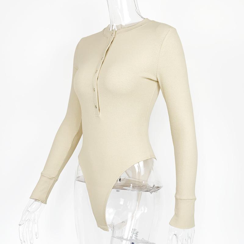 Autumn and Winter Women's Sexy Bottoming Cotton Top Ribbed Long-sleeved Jumpsuit for Women