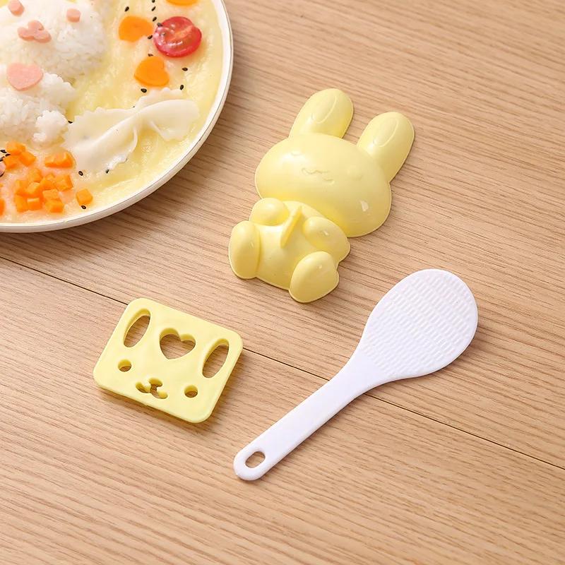 3pc/Set Cute Rabbit Sushi Mold DIY Sandwich Rice Ball Mold Kitchen Gadgets Baby Kids Breakfast Mold Sushi Bento Accessoires