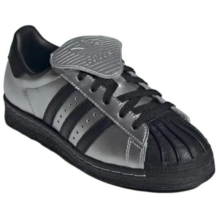 adidas Оригинальные кроссовки Superstar Металлик Серебристый Основной Черный Удобные Универсальные Жидкий Серебристый Тонкая Подошва Прочные Низкие Кроссовки Унисекс JH5669