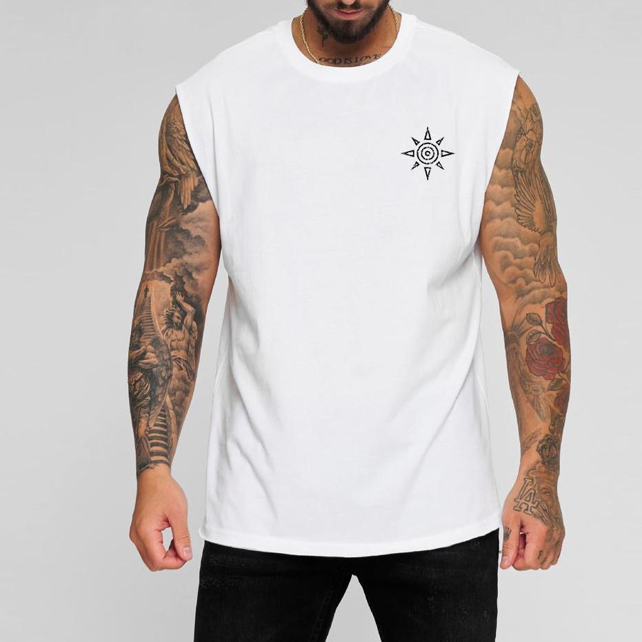 Men's Summer Sport Sleeveless T-Shirt Vest Casual Cotton Printed Gym Vest