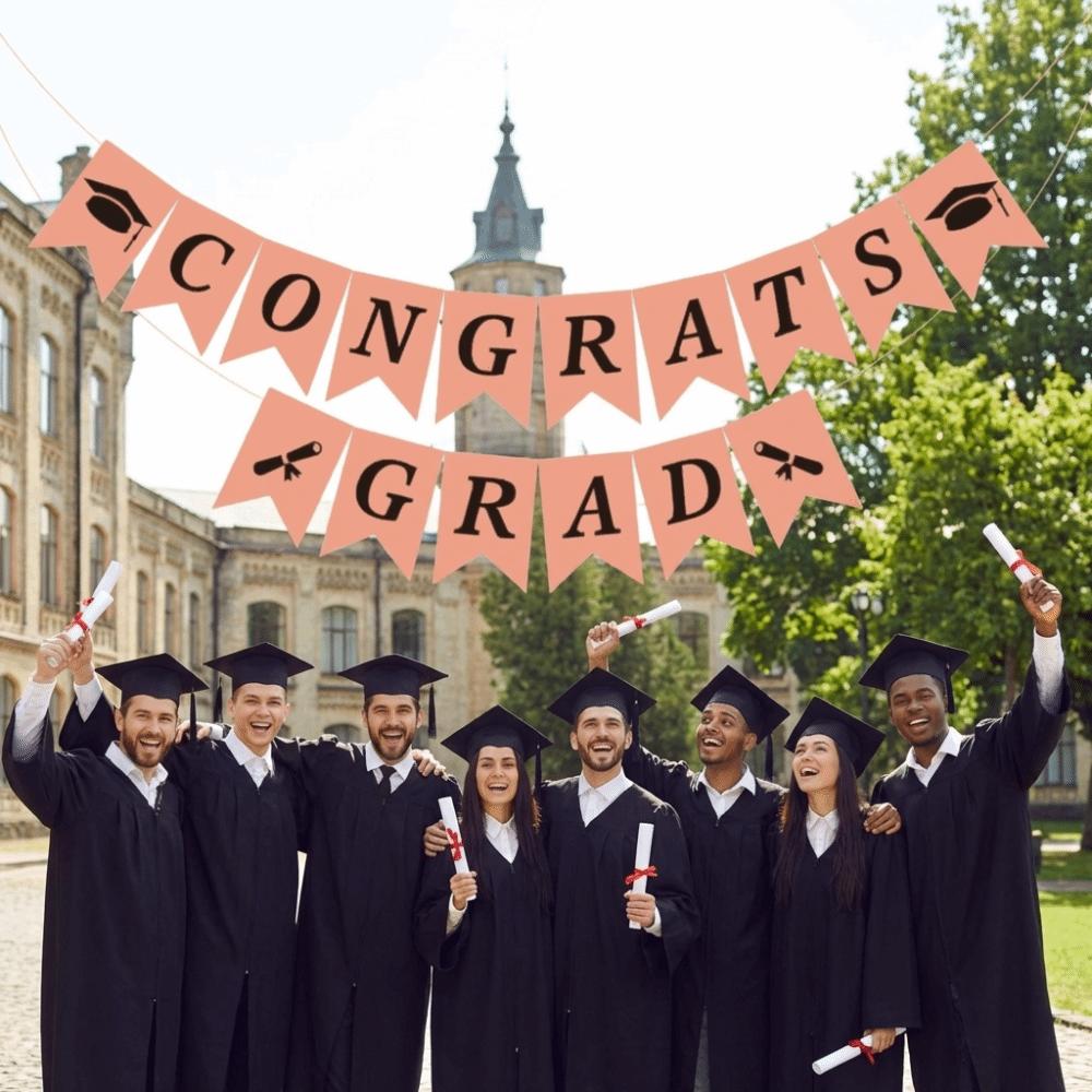 Celebration Graduation Party Banner Reusable Paper Pull Flag Graduation Banner Garland Wall Decor