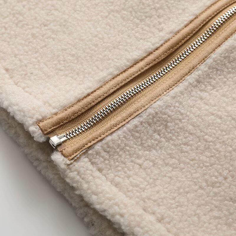 Зима 2025 Французский Нежный Стиль Универсальный Флисовый Кардиган Пальто с Капюшоном