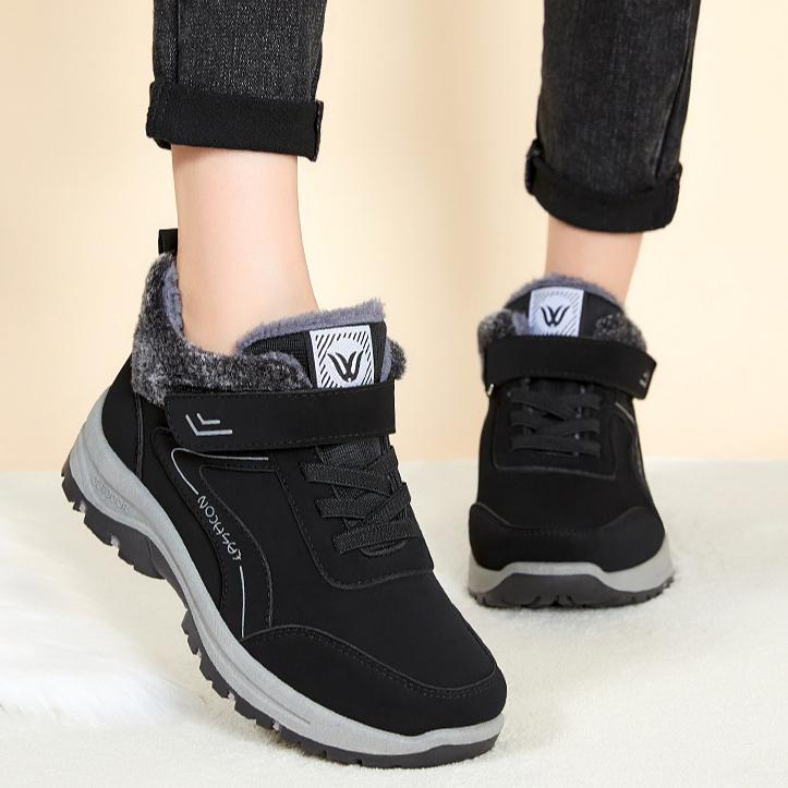 Утолщенные зимние ботинки с флисовой подкладкой для женщин, удобные нескользящие походные ботинки для осени и зимы