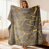 Luxury Golden Crackle Pattern Flannel Blanket Soft Warm Throw for Sofa Modern Abstract Design Cozy All-Season Fabric